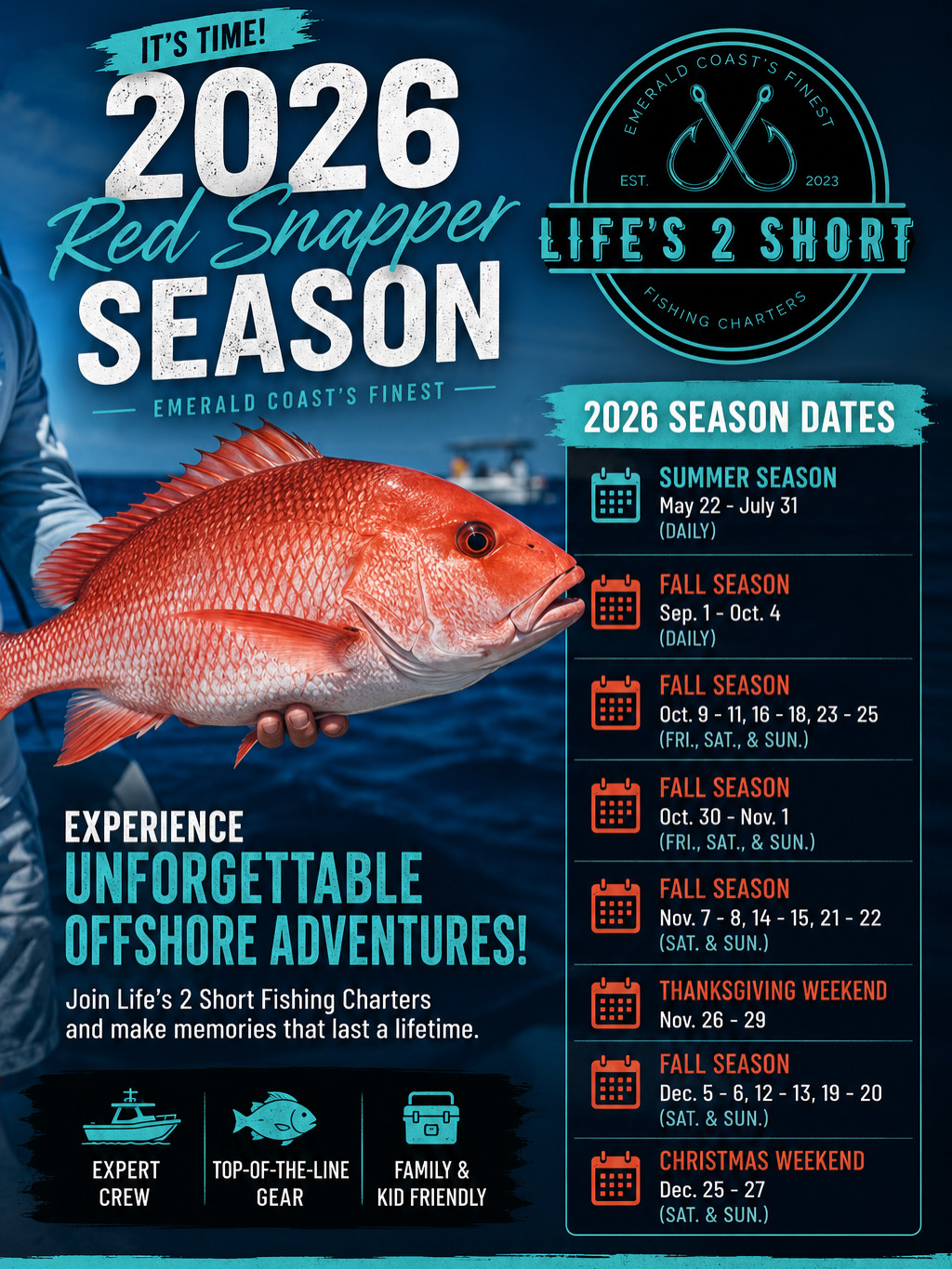 2026 Destin Snapper Fishing Season